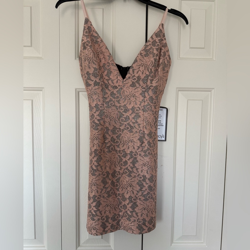 Speechless Pink Blush Lace Detail Dress